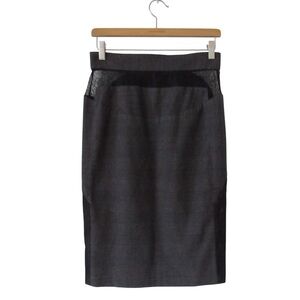 Opening Ceremony Gray Plaid Pencil Skirt Medium Lined Wool Cashmere Academia